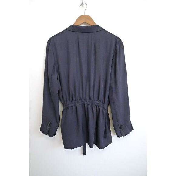 THEORY Elastic Back Washed Twill Belted Jacket Blazer Machine Washable 12 $425 - Picture 8 of 14